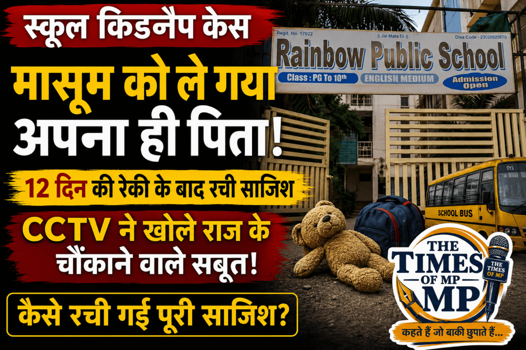 मुरैना स्कूल किडनैप केस में रेनबो पब्लिक स्कूल के बाहर पुलिस जांच का सांकेतिक दृश्य | The Times Of MP